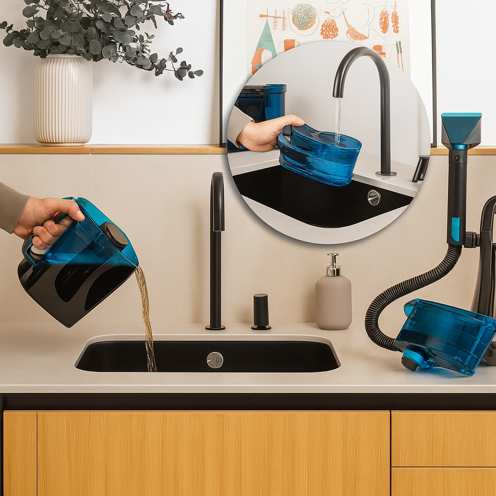 Clean Infinity Limpia tapicerías y líquidos, Pulverizador de agua y accesorio para ventanas.