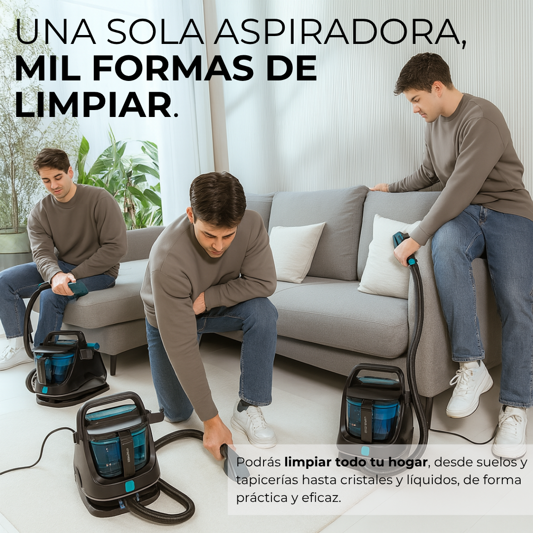 Clean Infinity Limpia tapicerías y líquidos, Pulverizador de agua y accesorio para ventanas.